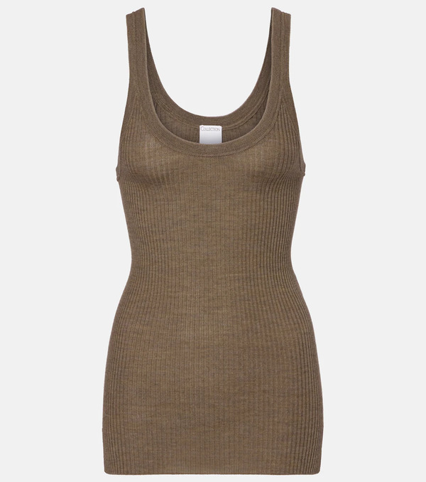  Calvin Klein Collection Calvin Klein Collection Ella Ribbed-knit Wool Tank Top 