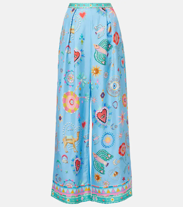  Camilla Camilla Embellished Printed Silk Palazzo Pants 