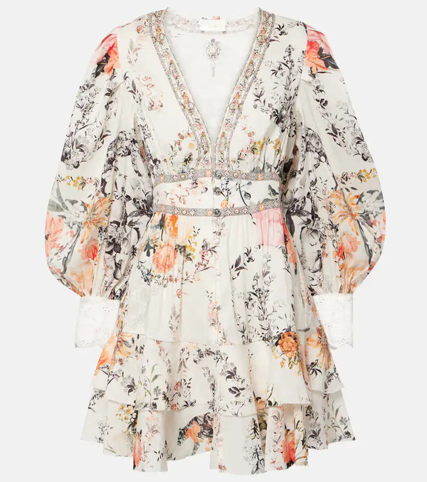  Camilla Camilla Floral Linen And Silk Minidress 