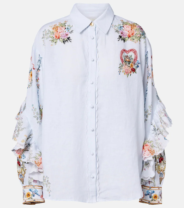  Camilla Camilla Floral Ruffled Linen Shirt 