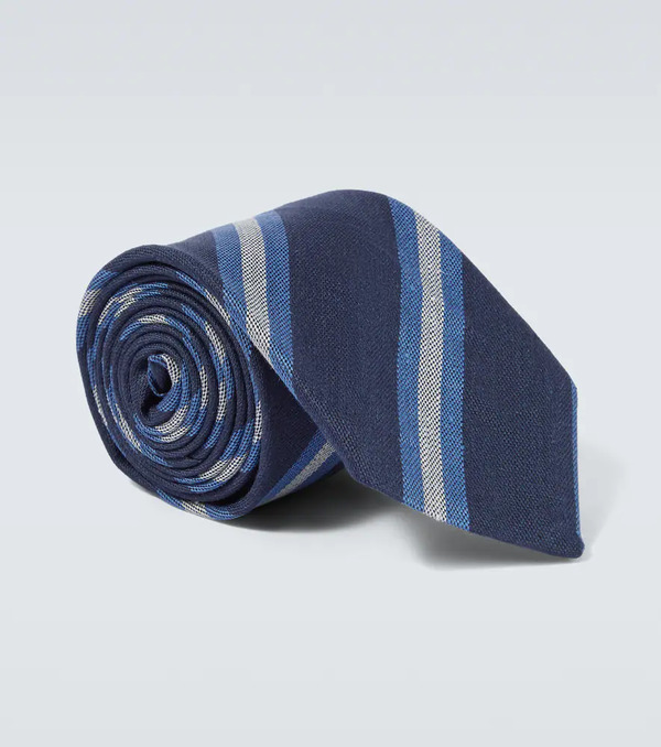 Canali Canali Striped Wool And Silk Tie 