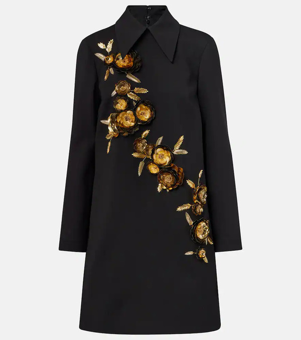  Carolina Herrera Carolina Herrera Embellished Wool-blend Shift Dress 