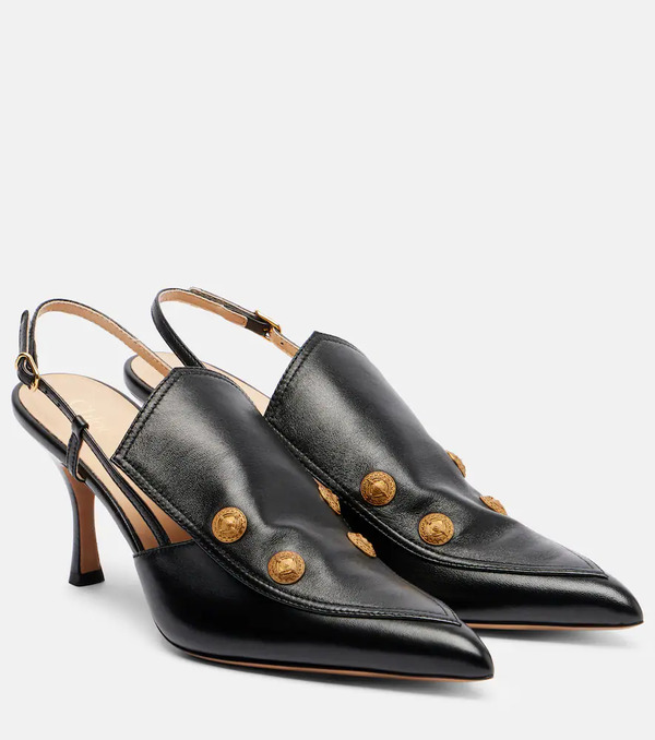  Chloe Chloe Agnes Embellished Leather Slingback Pumps 