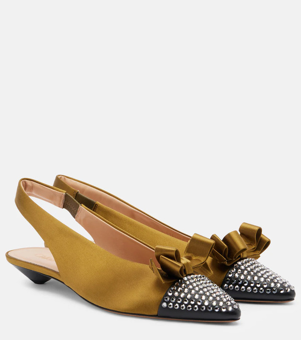  Chloe Chloe Alba 20 Embellished Satin Slingback Pumps 