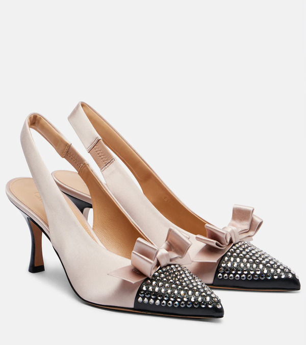  Chloe Chloe Alba Studded Leather-trimmed Satin Pumps 