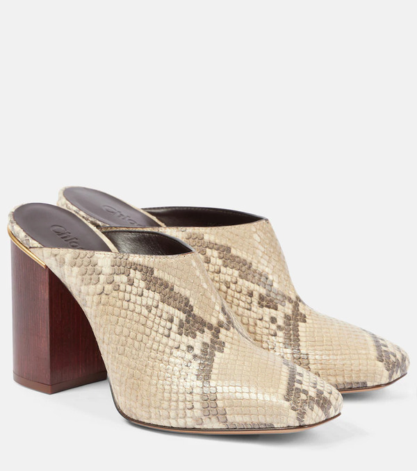  Chloe Chloe Ambre Snake-effect Leather Mules 
