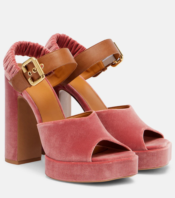  Chloe Chloe Aria 95 Velvet Platform Sandals 