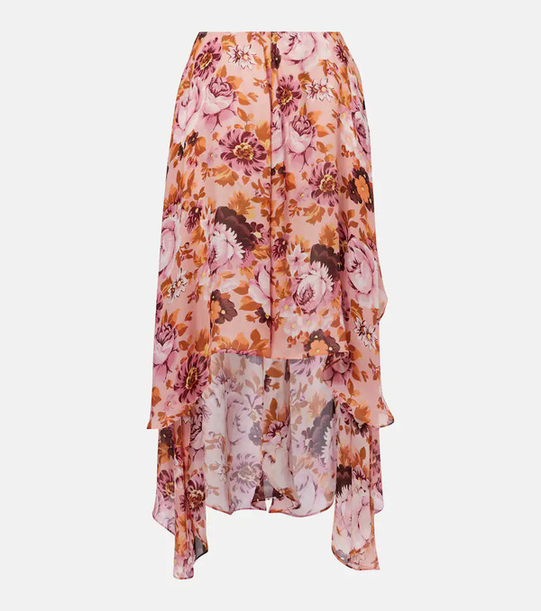  Chloe Chloe Asymmetric Floral Silk Midi Skirt 