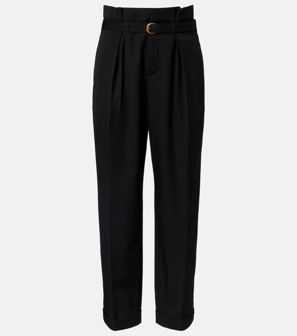  Chloe Chloe Belted Pleated Virgin Wool Tapered Pants 