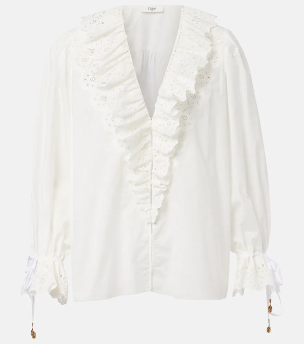  Chloe Chloe Broderie Anglaise Cotton Voile Blouse 