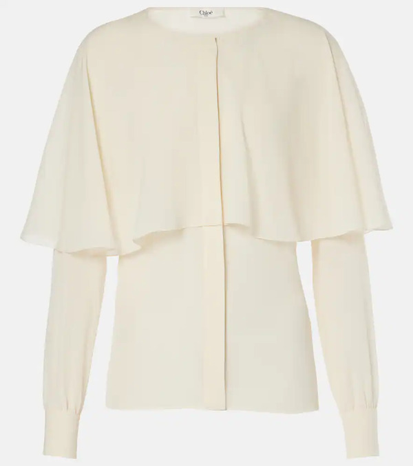  Chloe Chloe Caped Silk Chiffon Blouse 