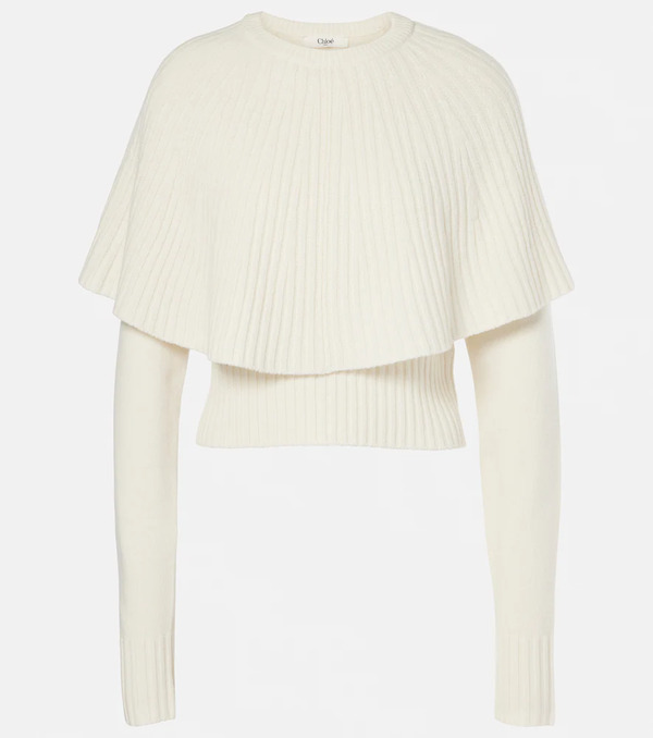  Chloe Chloe Caped Wool And Cashmere Top 