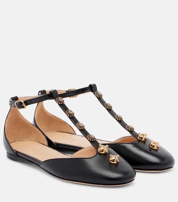  Chloe Chloe Celeste Embellished Leather Flats 