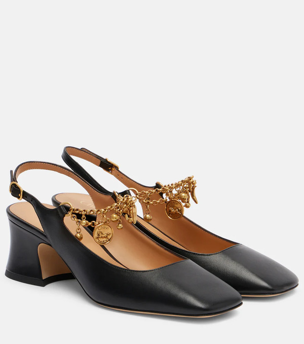  Chloe Chloe Chloe Charms 55 Leather Slingback Pumps 