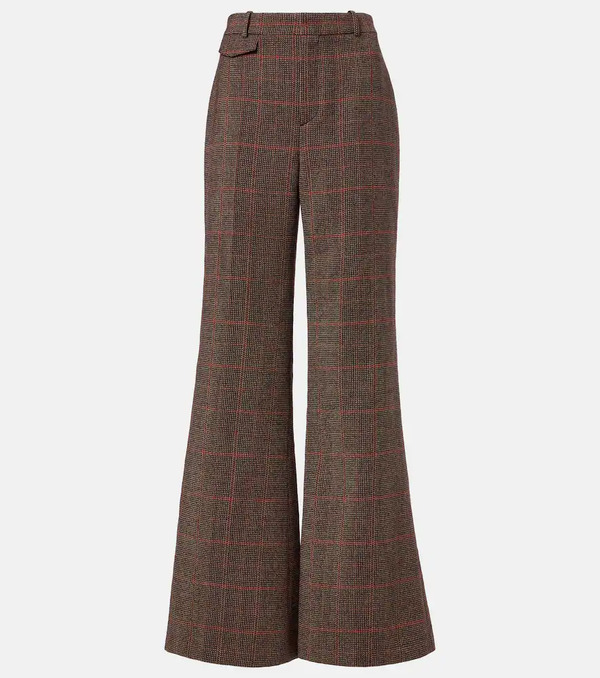  Chloe Chloe Checked High-rise Wool Flared Pants 