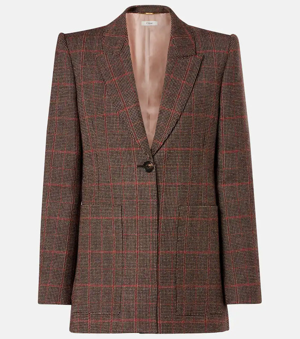  Chloe Chloe Checked Virgin Wool Blazer 