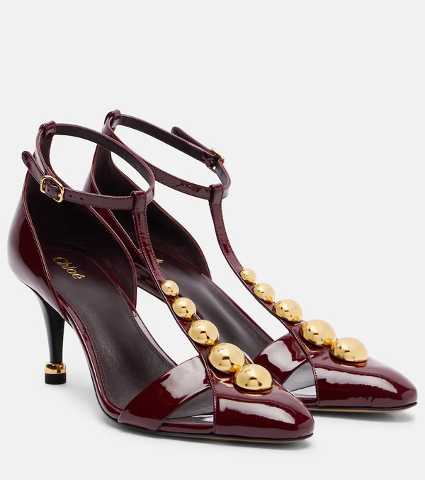  Chloe Chloe Cleia 70 Studded Patent Leather Pumps 