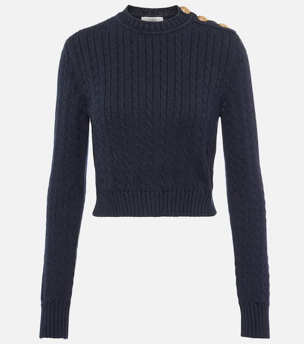  Chloe Chloe Cropped Cable-knit Cotton Sweater 