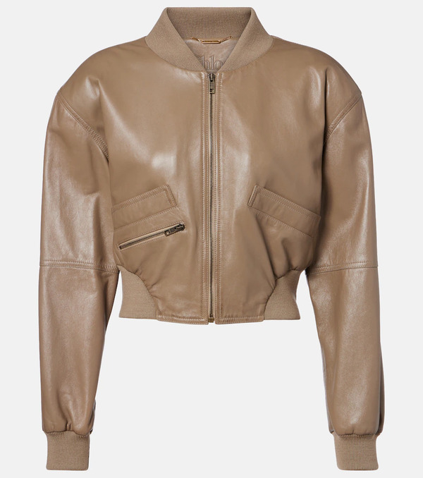  Chloe Chloe Cropped Leather Bomber Jacket 