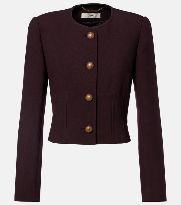  Chloe Chloe Cropped Virgin Wool Crepe Jacket 