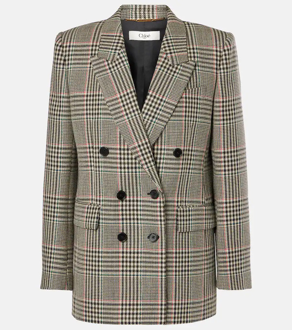  Chloe Chloe Double-breasted Checked Wool Blazer 
