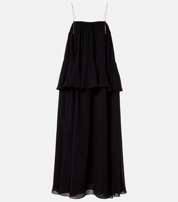  Chloe Chloe Embellished Open-back Silk Georgette Maxi Dress 