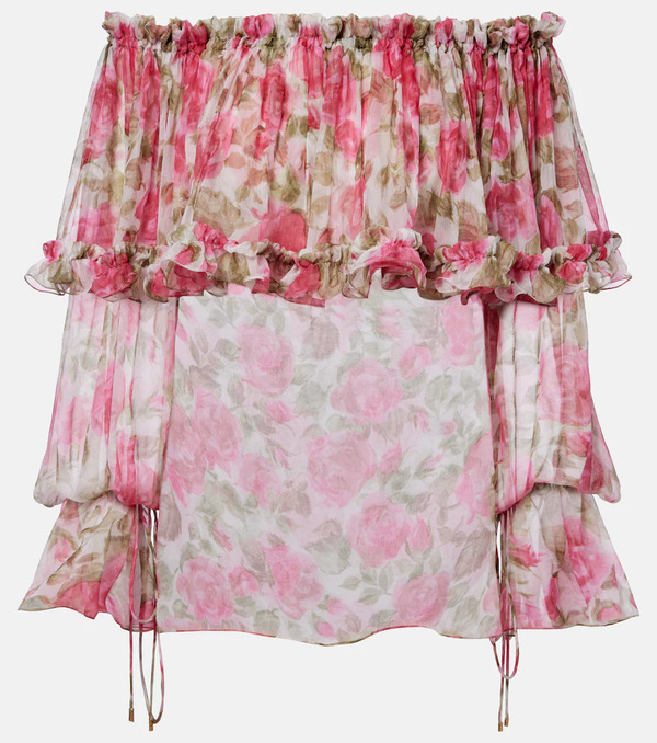  Chloe Chloe Floral Off-shoulder Silk Top 
