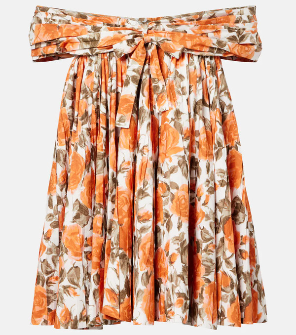  Chloe Chloe Floral Pleated Cotton Poplin Minidress 