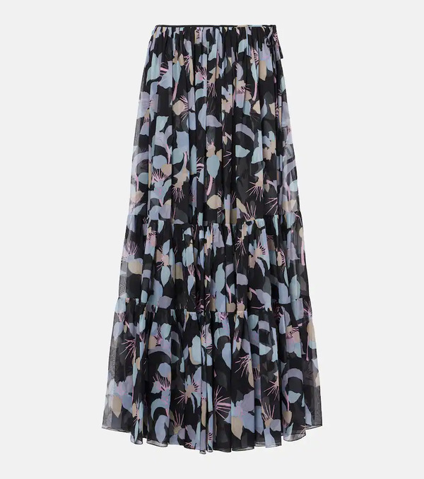  Chloe Chloe Floral Pleated Silk Maxi Skirt 