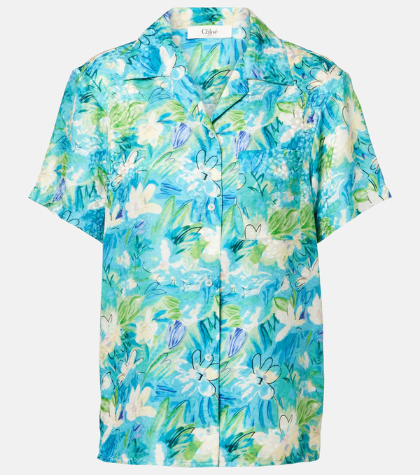  Chloe Chloe Floral Ribbed-knit Cotton-blend Top 