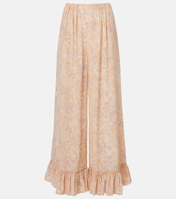  Chloe Chloe Floral Ruffled Silk Wide-leg Pants 