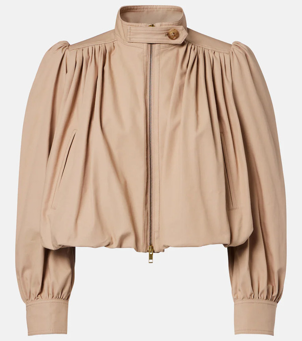  Chloe Chloe Gathered Cropped Cotton Canvas Jacket 