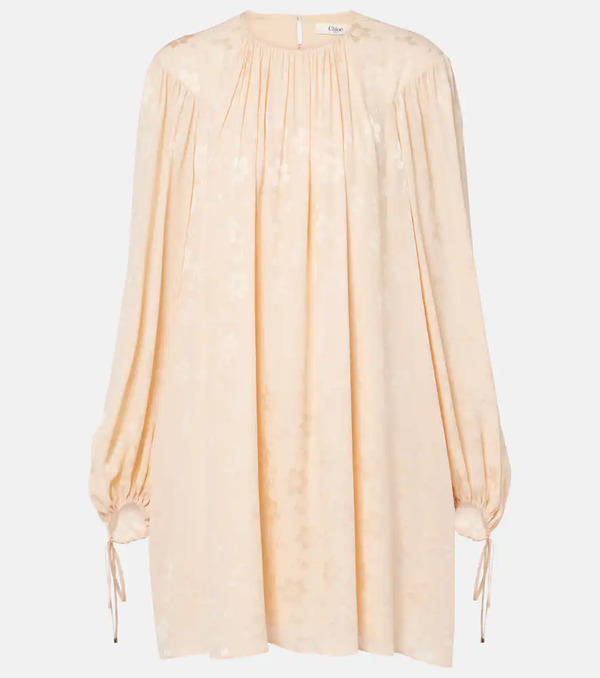  Chloe Chloe Gathered Floral Silk Jacquard Minidress 