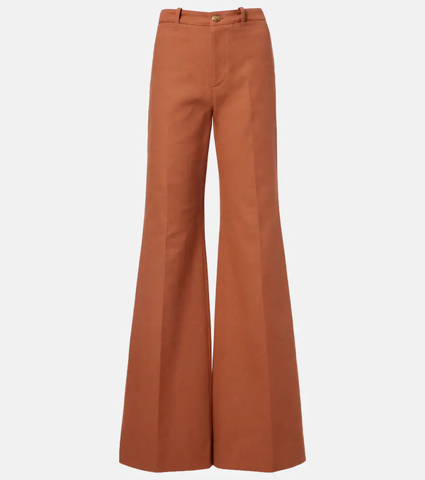  Chloe Chloe High-rise Cotton Canvas Flared Pants 