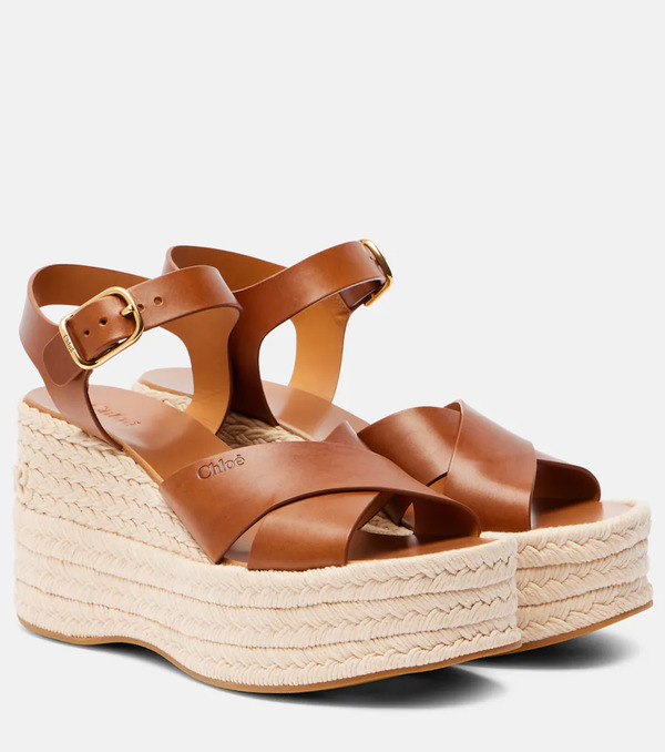  Chloe Chloe Isla Leather Espadrille Wedges 
