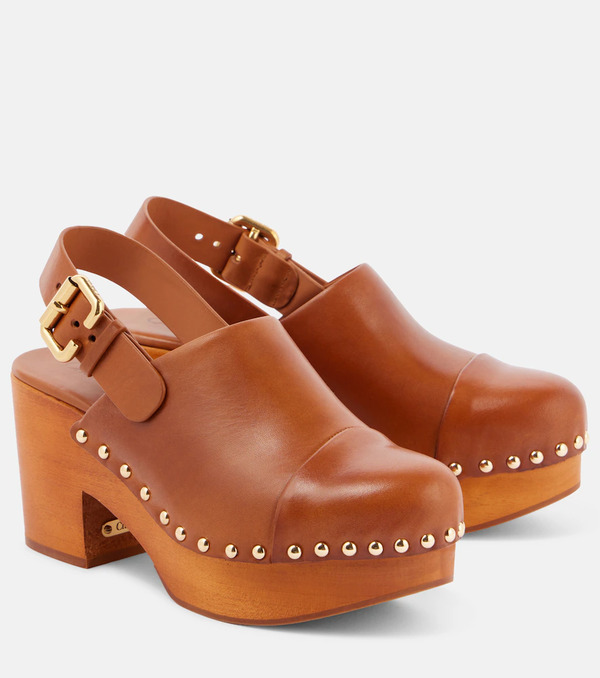  Chloe Chloe Jeannette Leather Wedge Clogs 