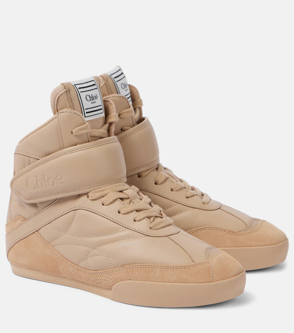  Chloe Chloe Kick Suede-trimmed Leather High-top Sneakers 