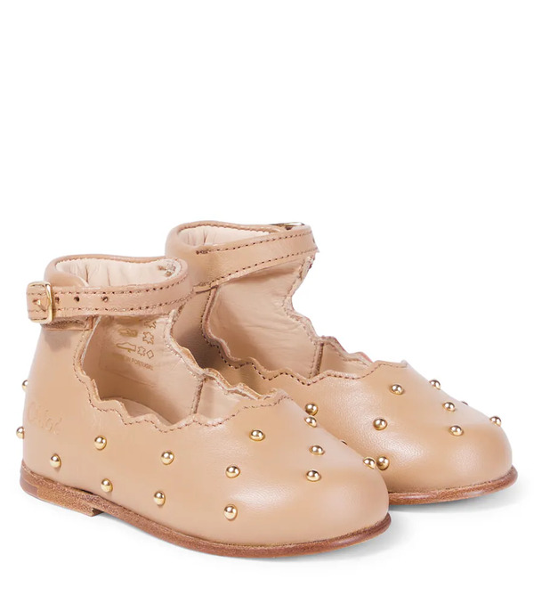  Chloe Kids Chloe Kids Baby Studded Leather Ballet Flats 