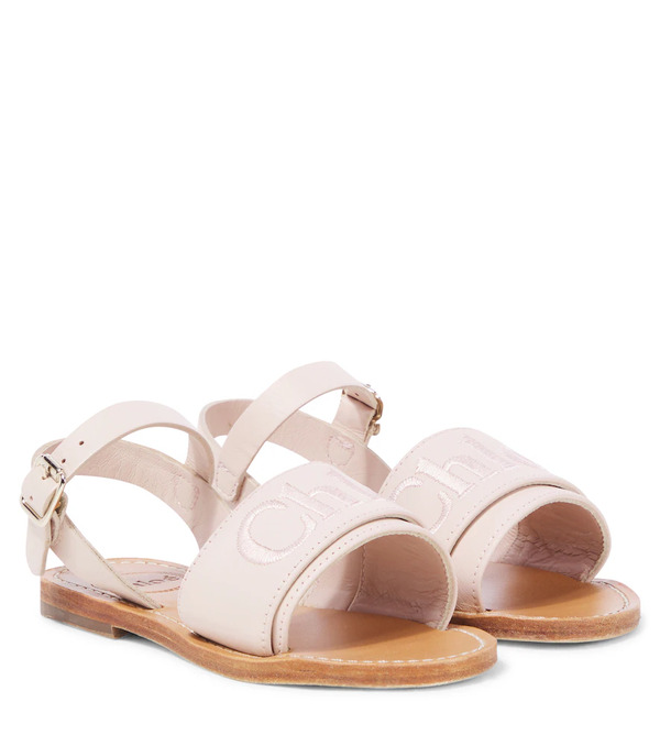  Chloe Kids Chloe Kids Chloe Embroidered Leather Sandals 