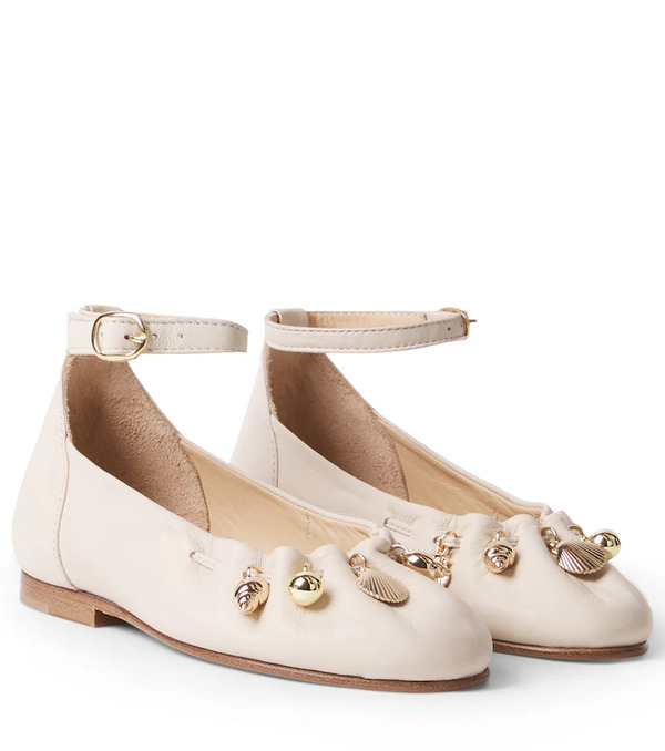  Chloe Kids Chloe Kids Embellished Leather Ballet Flats 