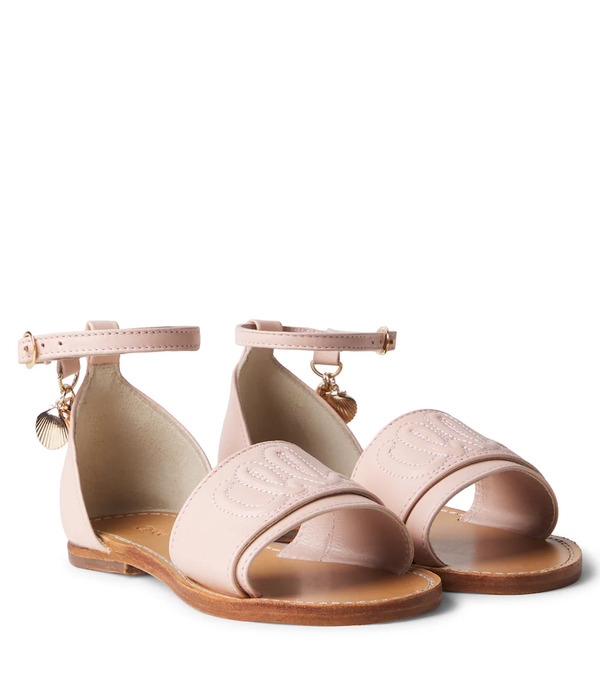  Chloe Kids Chloe Kids Logo Leather Sandals 