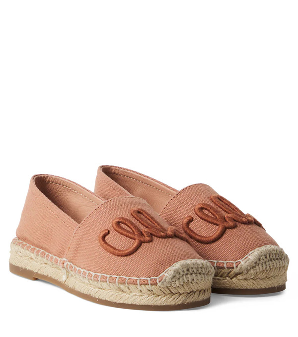  Chloe Kids Chloe Kids Logo Leather-trimmed Espadrilles 