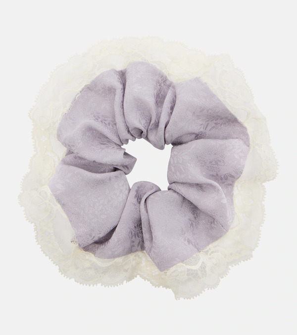  Chloe Chloe Lace-trimmed Floral Silk Jacquard Scrunchie 