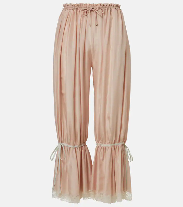  Chloe Chloe Lace-trimmed Silk Ponge Cropped Pants 