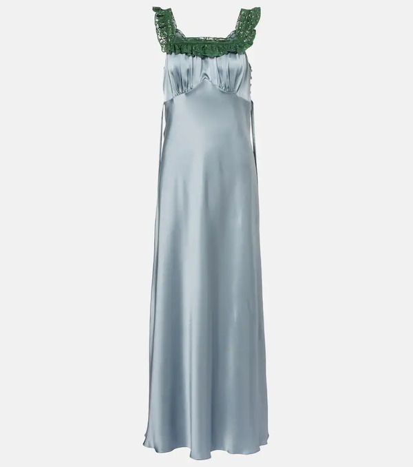  Chloe Chloe Lace-trimmed Silk Satin Maxi Dress 