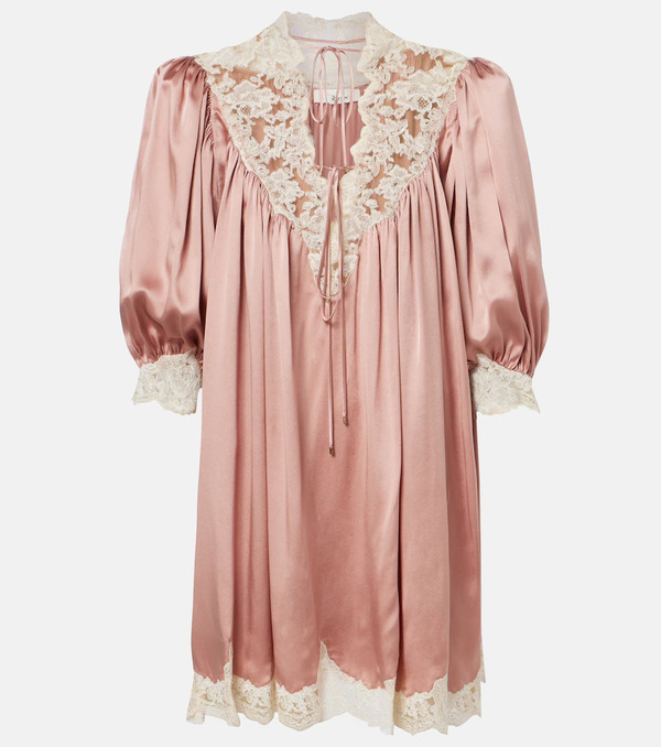  Chloe Chloe Lace-trimmed Silk Satin Minidress 