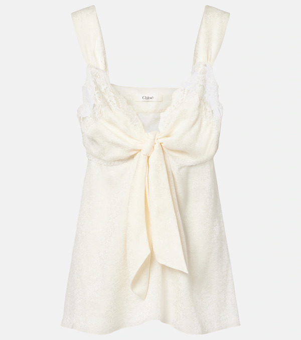  Chloe Chloe Lace-trimmed Silk Top 