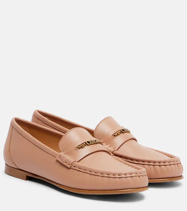  Chloe Chloe Chloe Logo Embellished Leather Loafers 