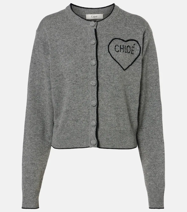  Chloe Chloe Logo Wool And Cashmere Cardigan 