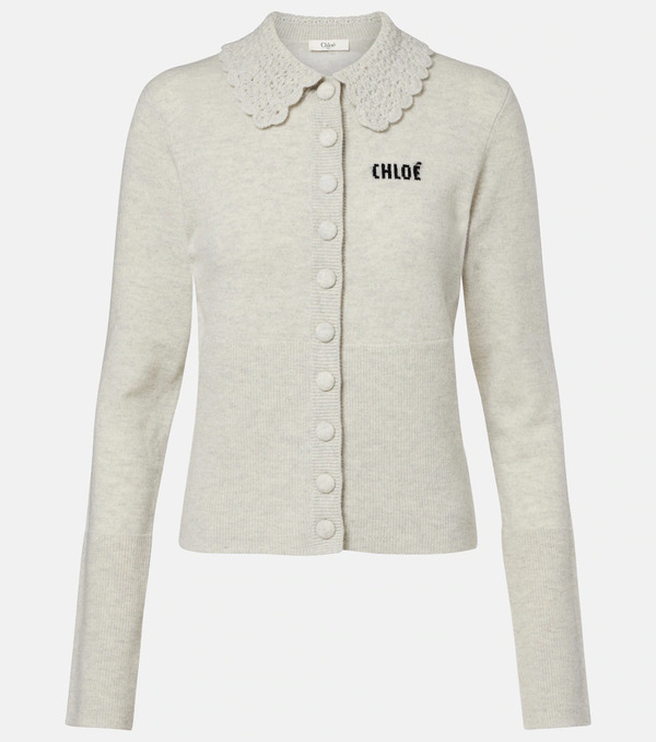  Chloe Chloe Logo Wool Cardigan 